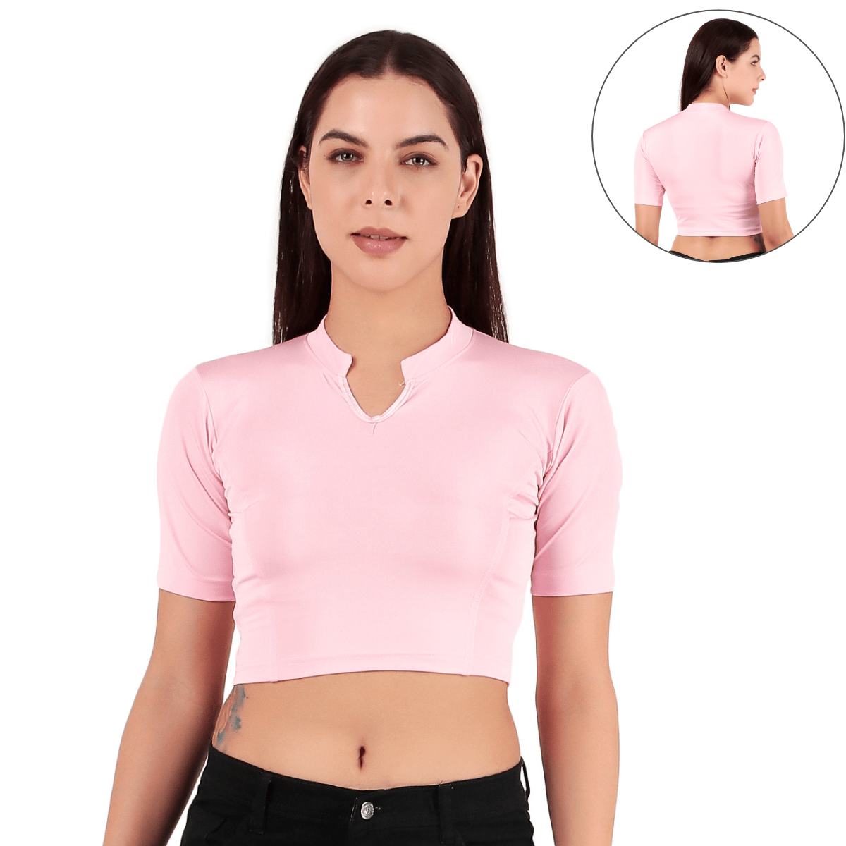 Shimmer Collar Neck Blouse Mid Sleeve