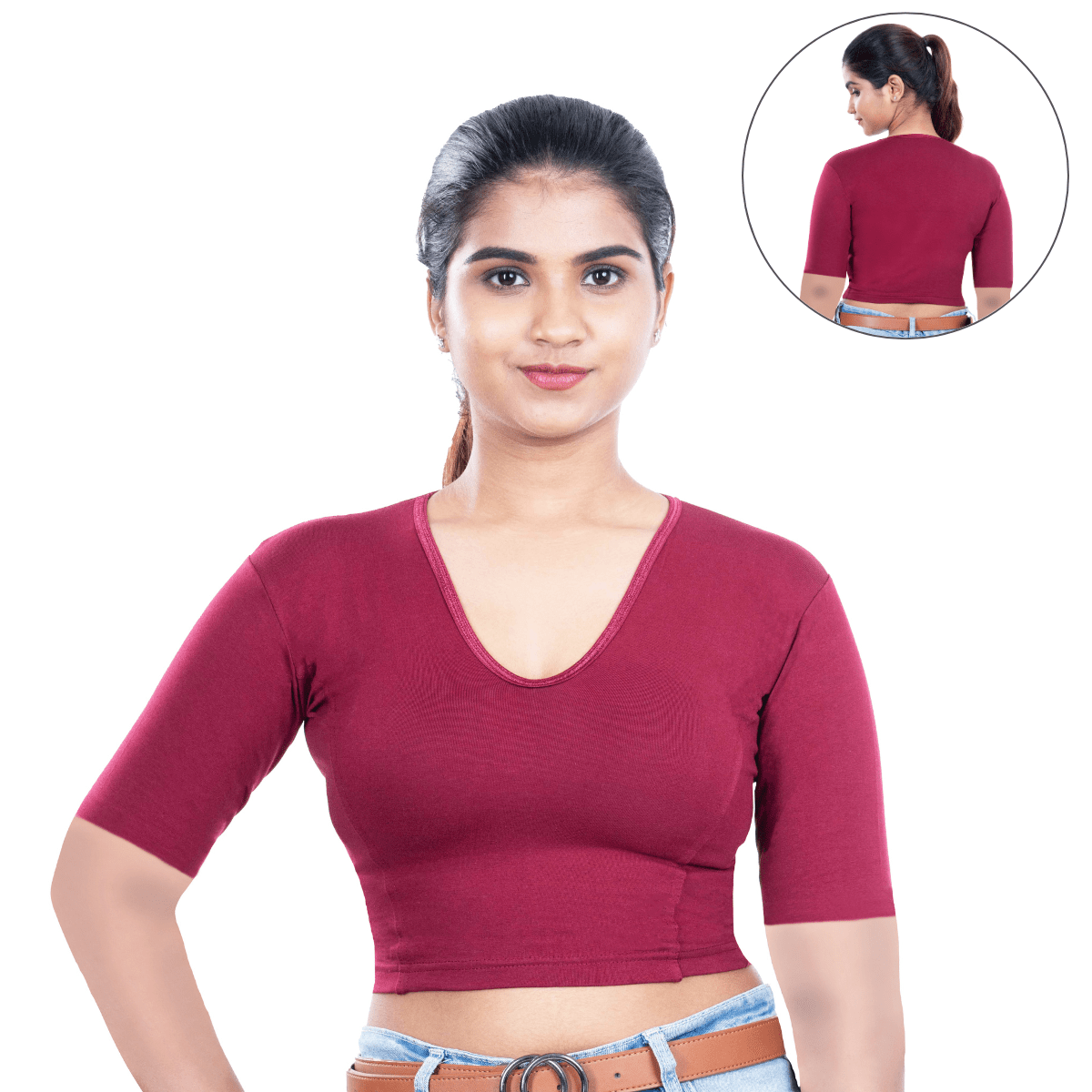 Stretchable V Neck Saree Blouse