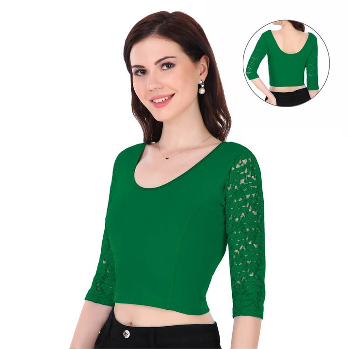 jolly green full sleeve lace blouses for women