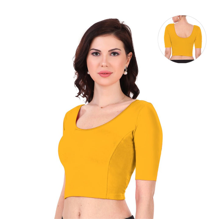 honey yellow cotton readymade blouse