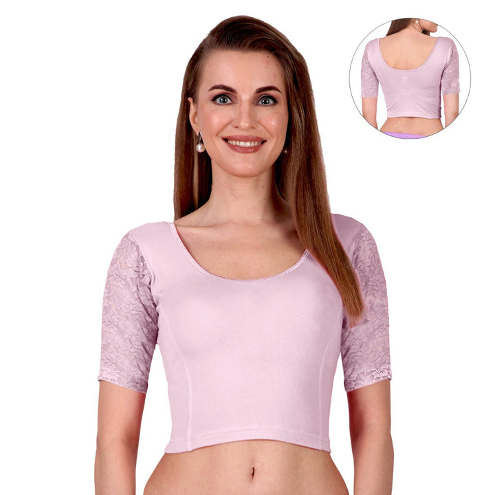 pink lace saree blouse online