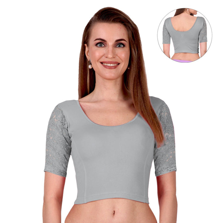 grey lace blouse for women readymade