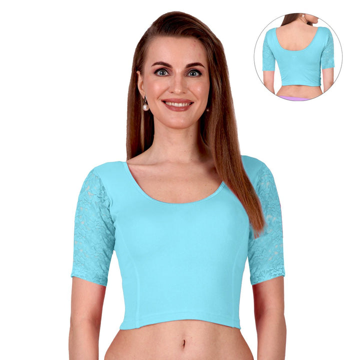 blue lace saree blouse online