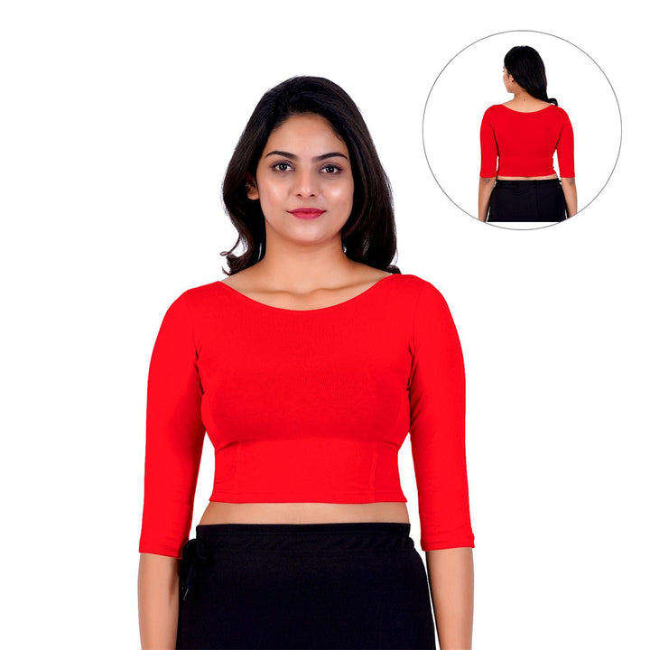 dark red latest womens cotton boat neck blouse designs