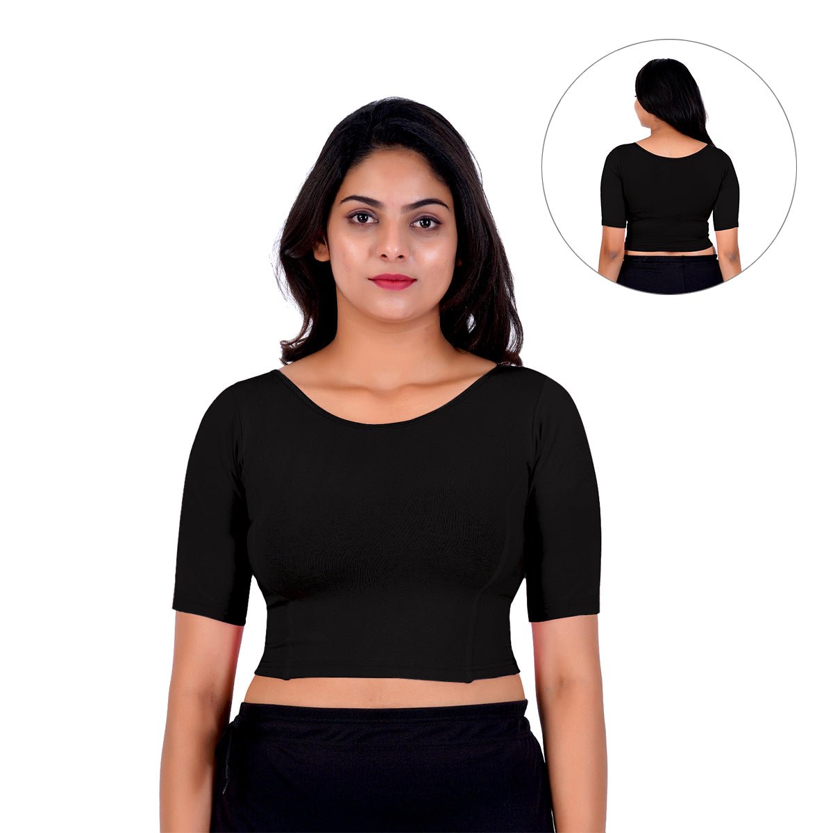 black boat neck blouse back design