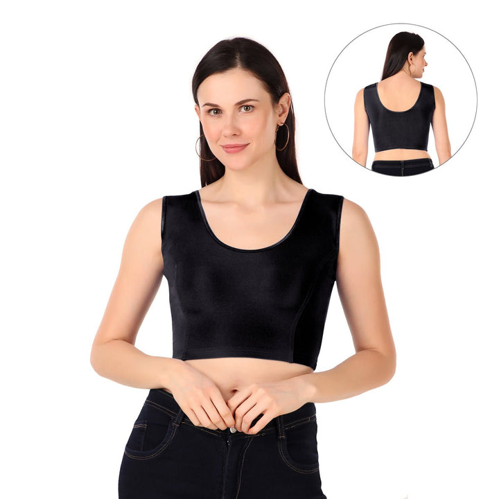 black sleeveless readymade blouse designs
