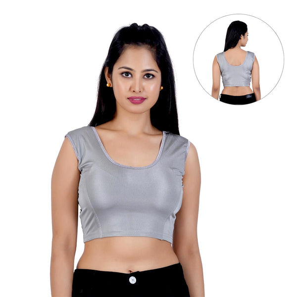 grey Sleeveless Saree readymade Blouses online