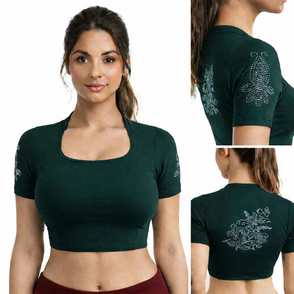 Readymade Blouse with Deep Collar neck | Stone Work