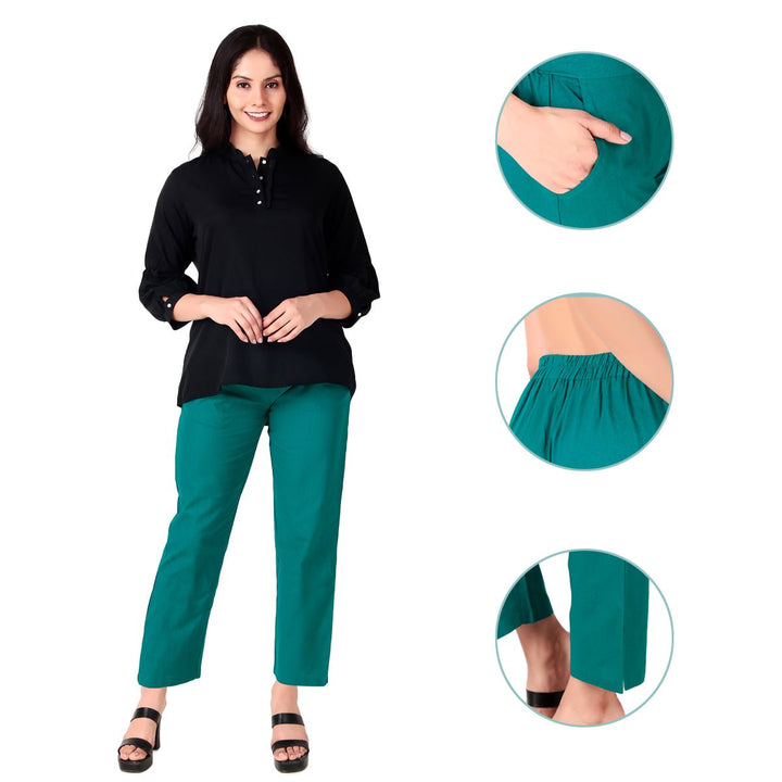 Elegant and lightweight ladies cotton pants, ideal for pairing with tops, kurtis, and tunics