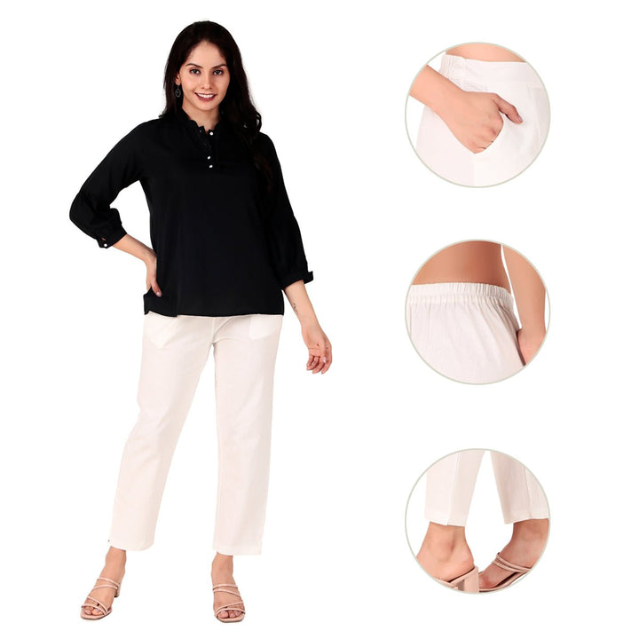 Chic and comfortable white cotton pants, offering a fresh, breathable, and timeless look for all occasions