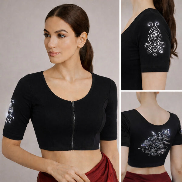 Readymade Zipper Blouse with Stone work