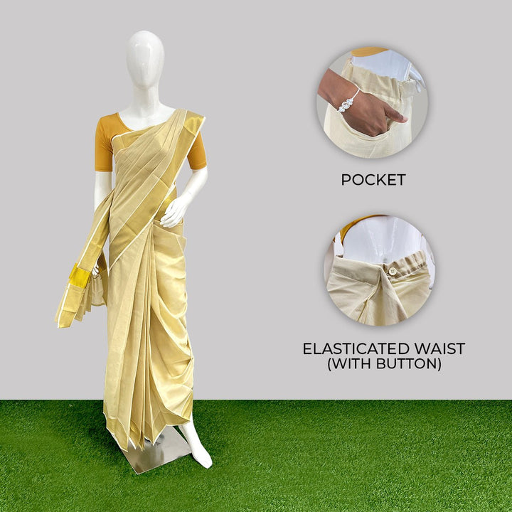 readymade onam tissue sarees online gold