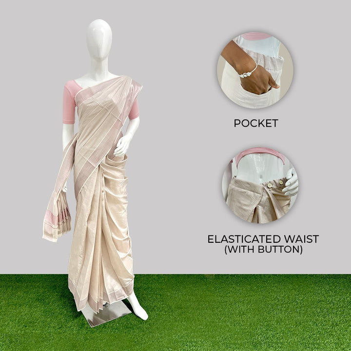readymade onam tissue sarees online pink
