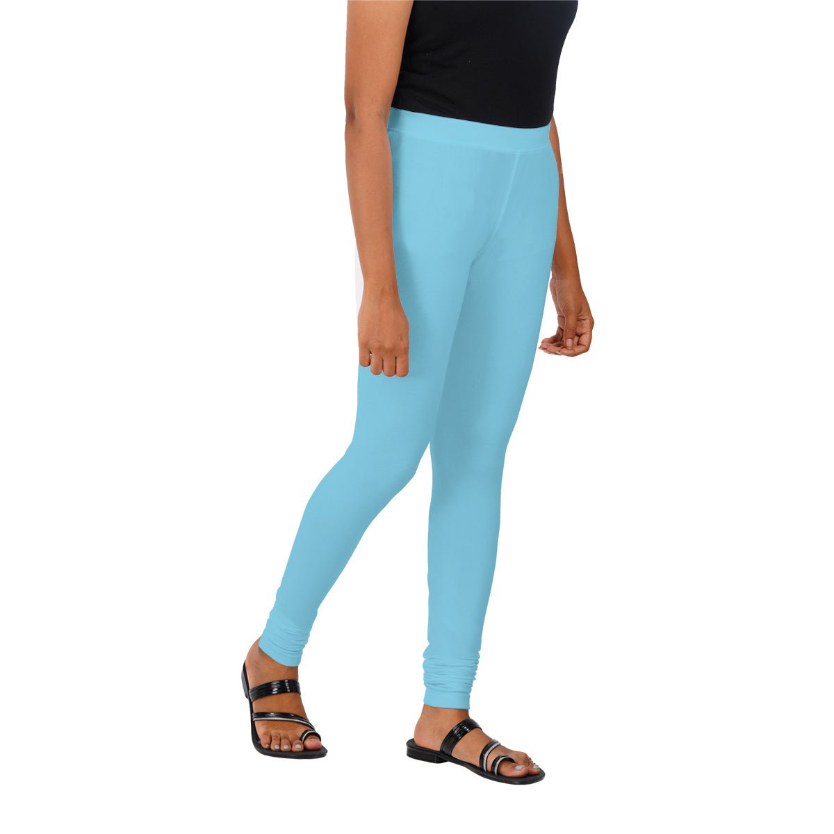 Cerulean Blue High Waist Full Length Leggings for women – MICHELLE SALINS