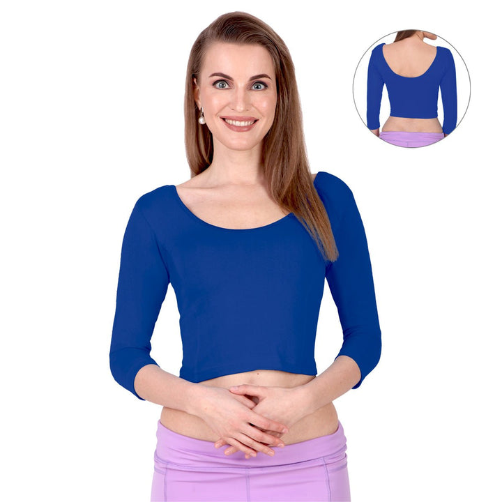 royal blue long hand blouses for girls saree