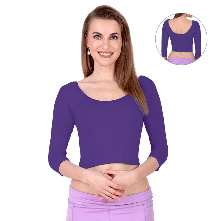 prism violet long sleeve blouses for ladies saree