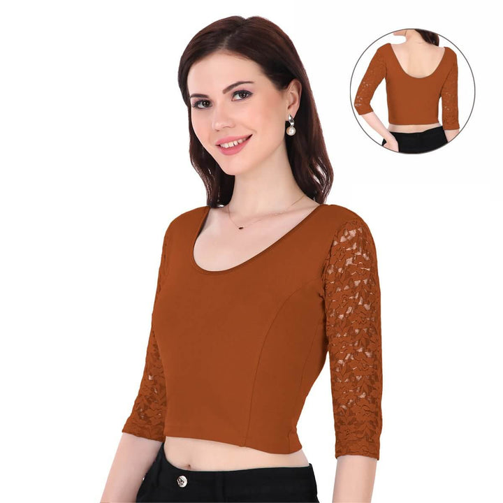 cinnamon stick lace full sleeve blouse for girls