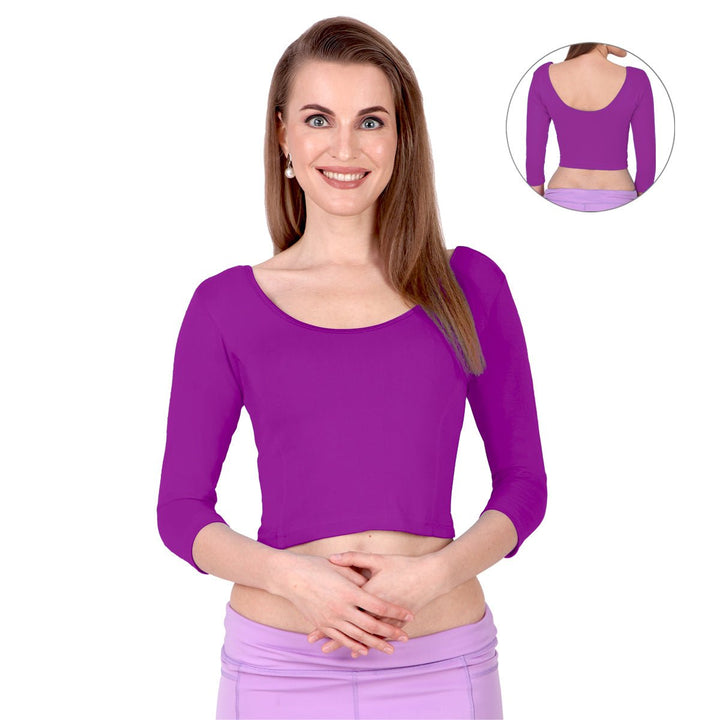 purple long sleeve blouses for saree ladies 