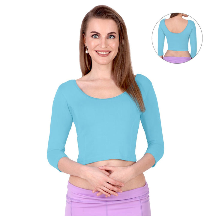 sky blue full sleeve blouse for ladies saree