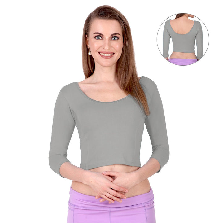 grey long sleeve blouse for girls saree
