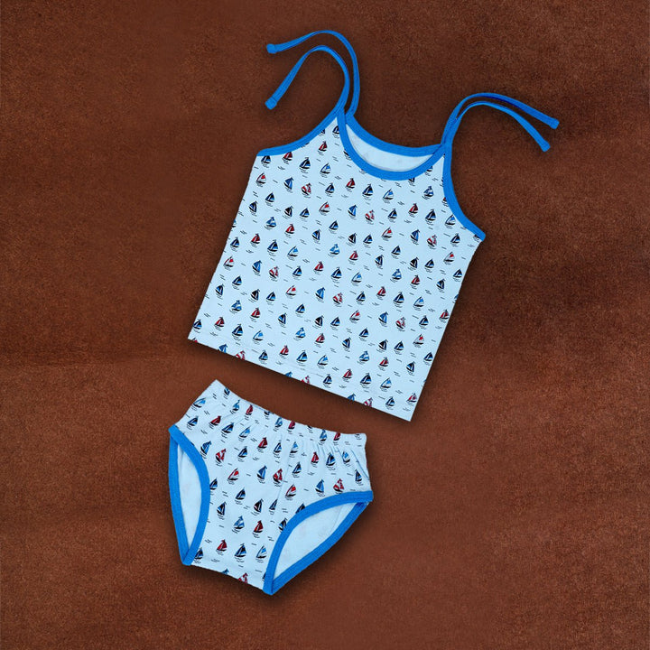 Buy blue Babies Tie Knot Top and Brief Set online