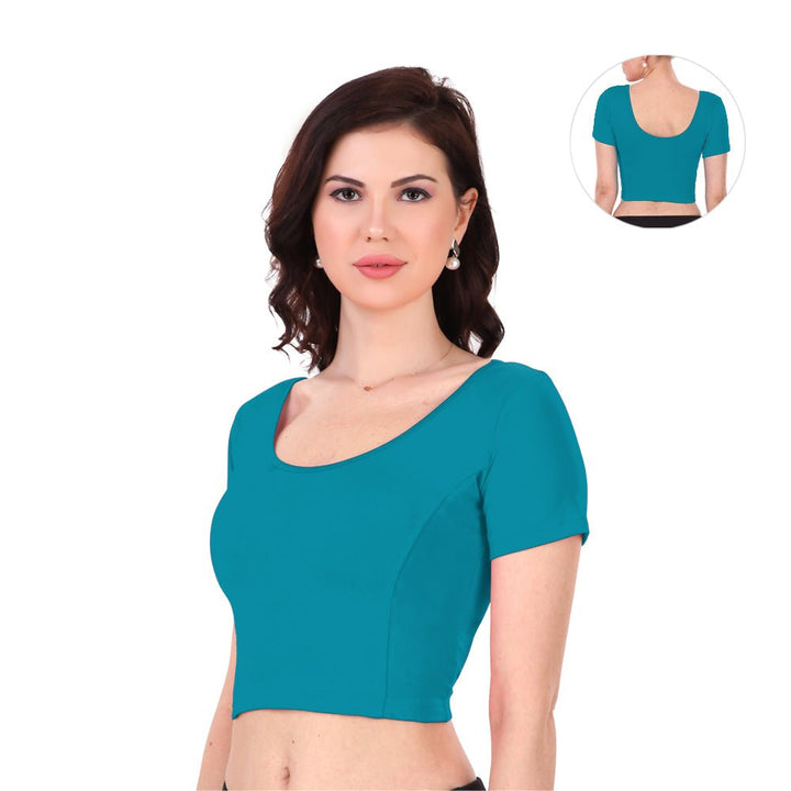 teal blue readymade blouse online