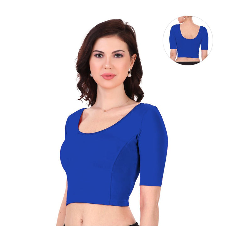 dark blue cotton readymade blouse online