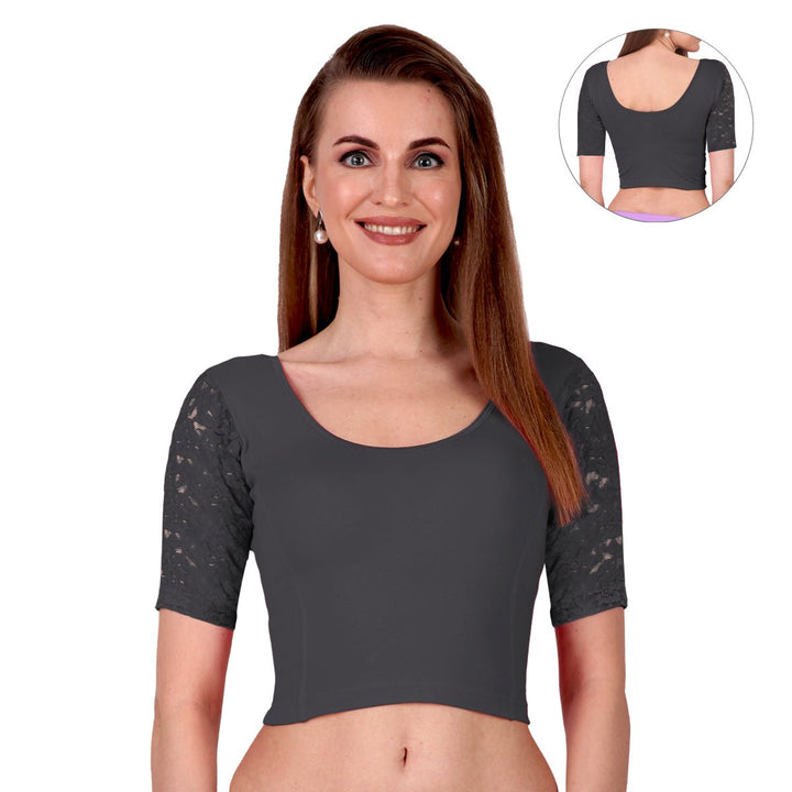 teal lace saree blouse online