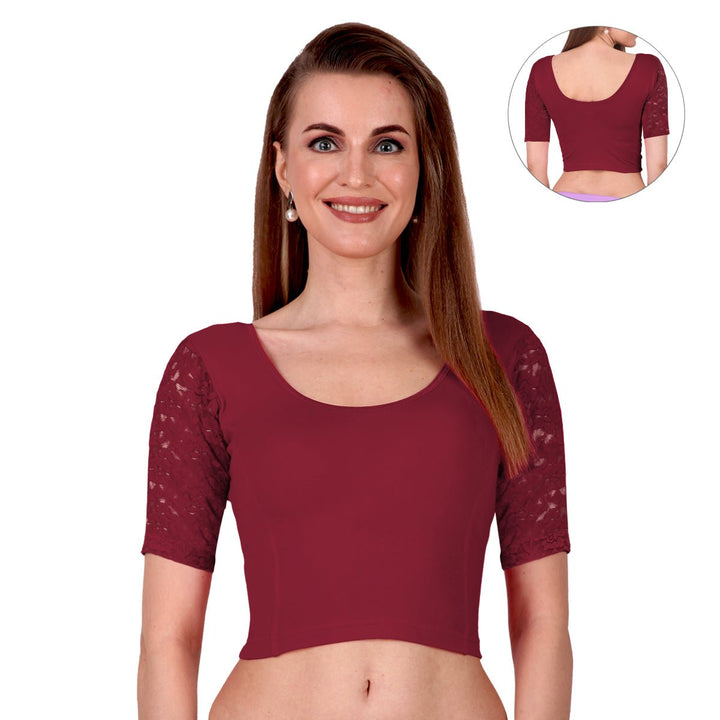 maroon lace blouse online