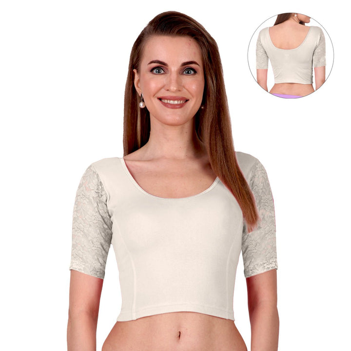cream lace blouse for women readymade