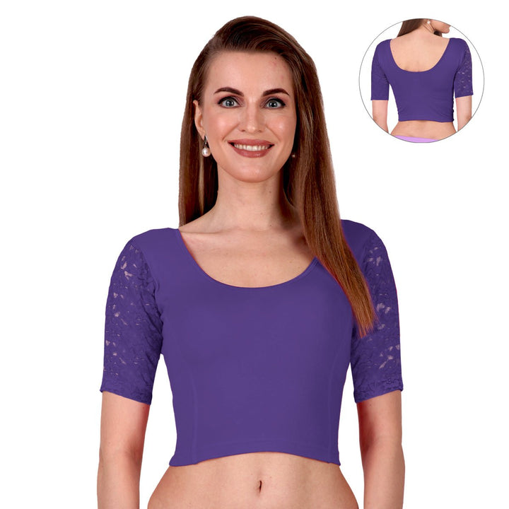 purple lace blouse for women readymade