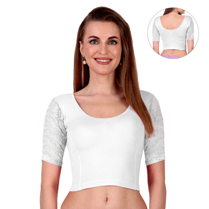 white lace saree blouse online