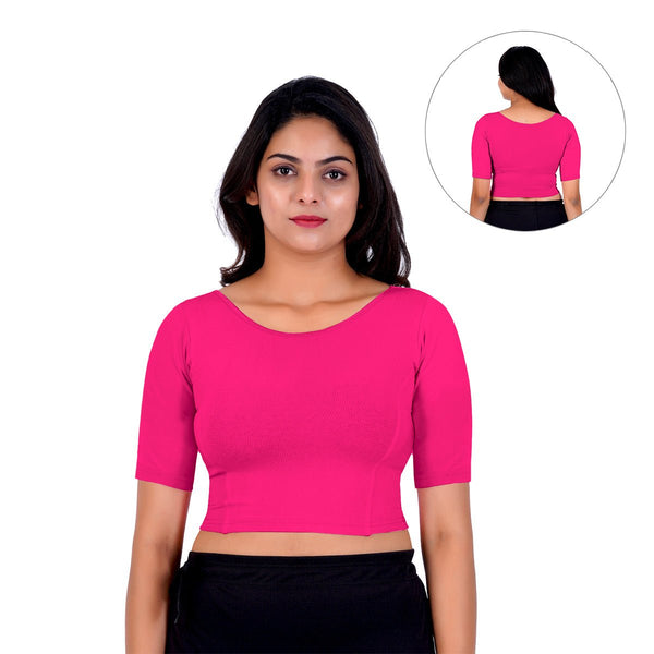 Pink boat neck blouse back design