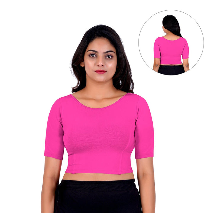 pink boat neck blouse back design