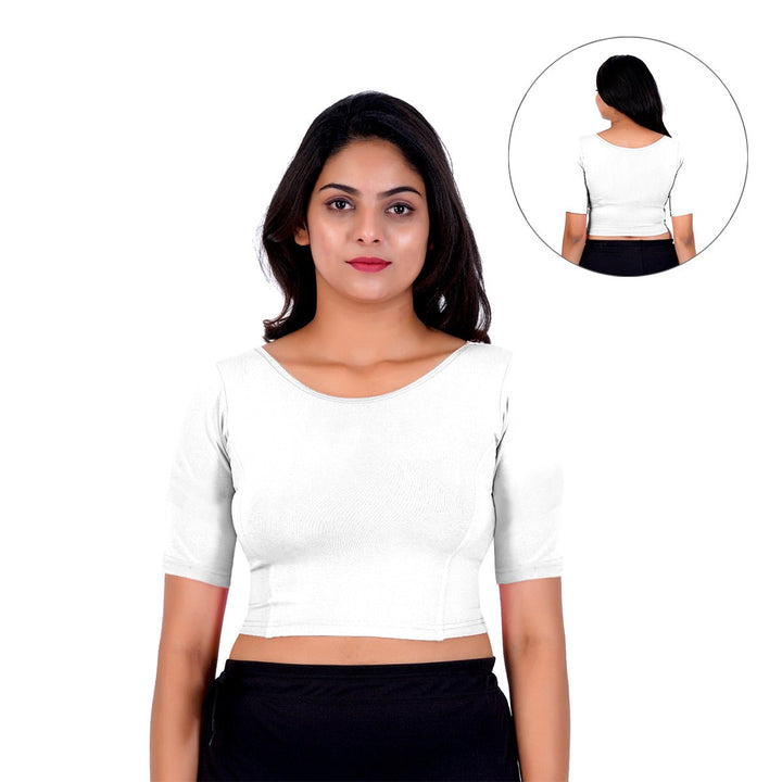 white boat neck blouse back design