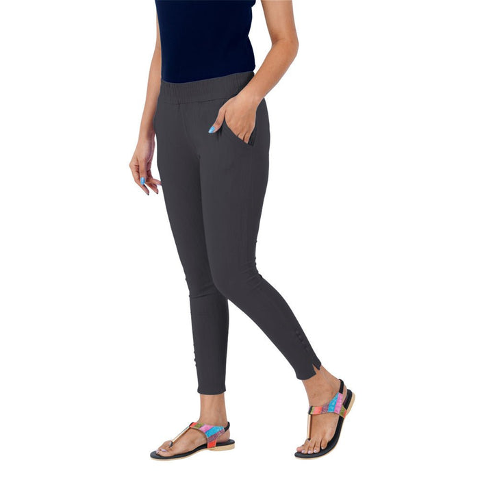 dark grey ladies cigarette pant