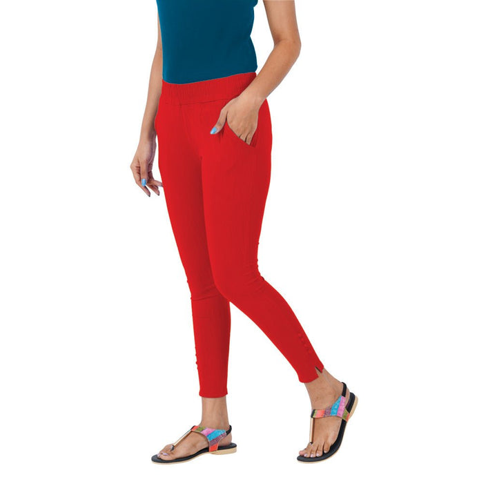 red cigarette pants women